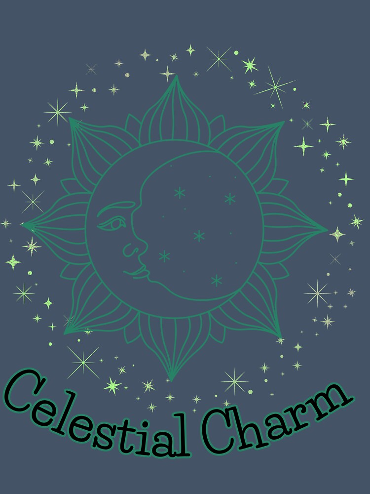 Celestial  Colourful  green Cute  design with moon and Flower and stars  2 by CosmicNook1