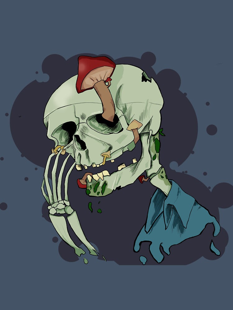 old skull with mushrooms by nutella1618