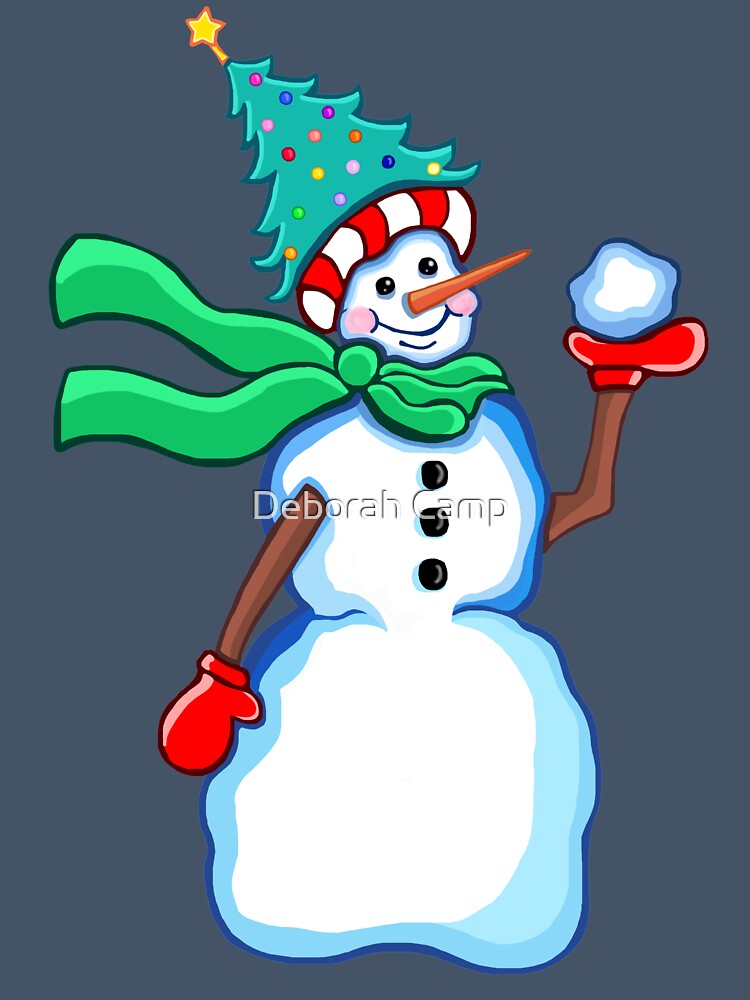 Cute Snowman with Tree Hat by Deborah Camp