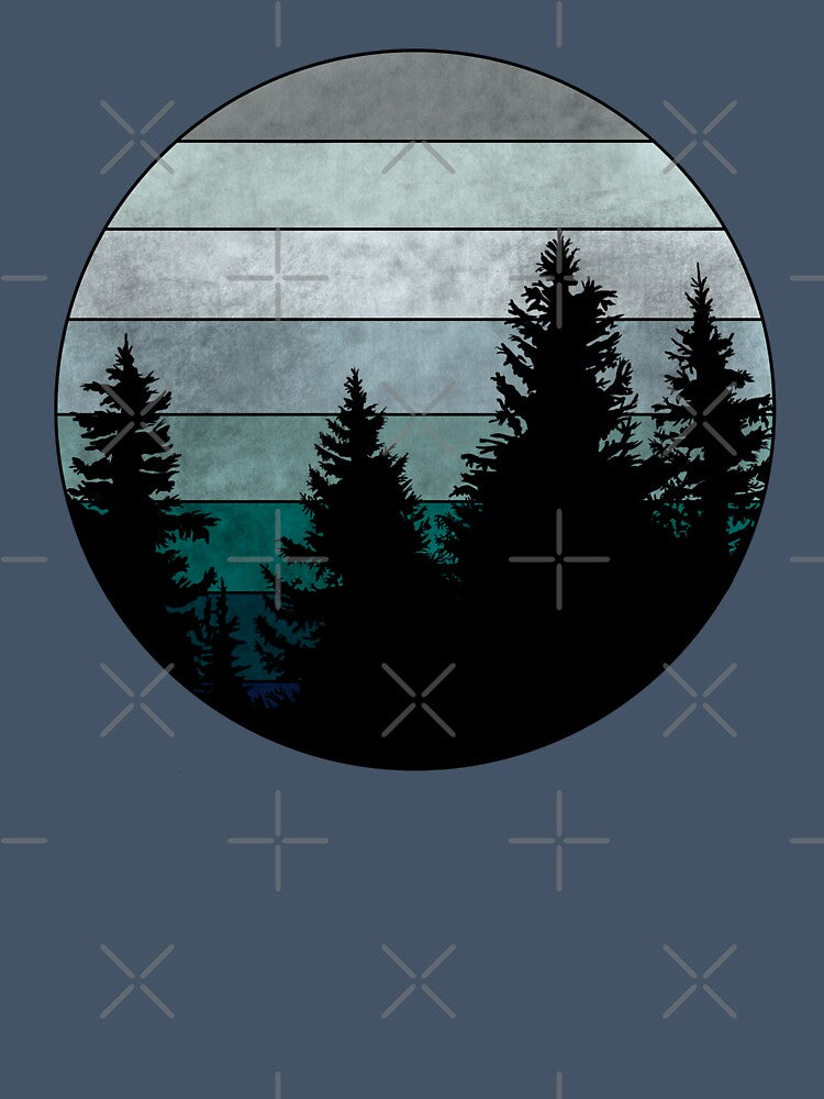 Teal Retro Forest Sunset by GyngerGarza