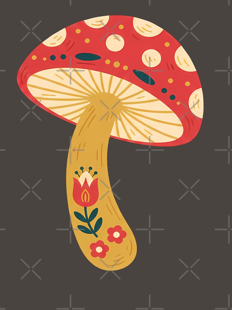 Red‑Capped Mushroom & Motifs STICKER/MAGNET PACK – Scandinavian Folk Art by heidiannemorris © by FOLK ART FUSION