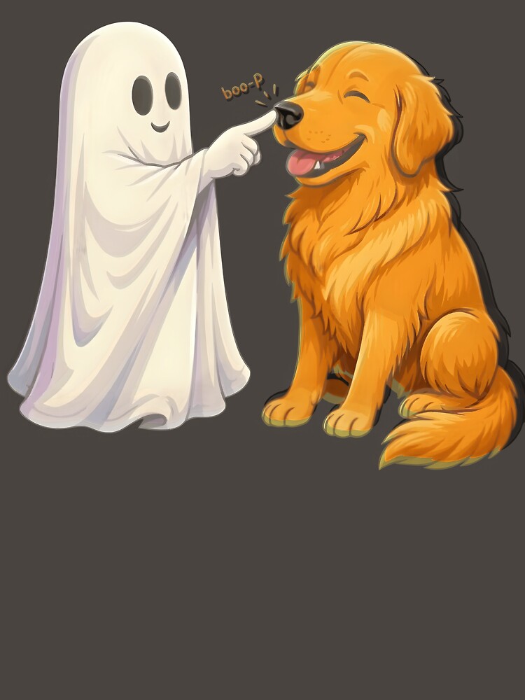 Boo-P Ghost And Golden Retriever Halloween Shirt by jessicaguarnido
