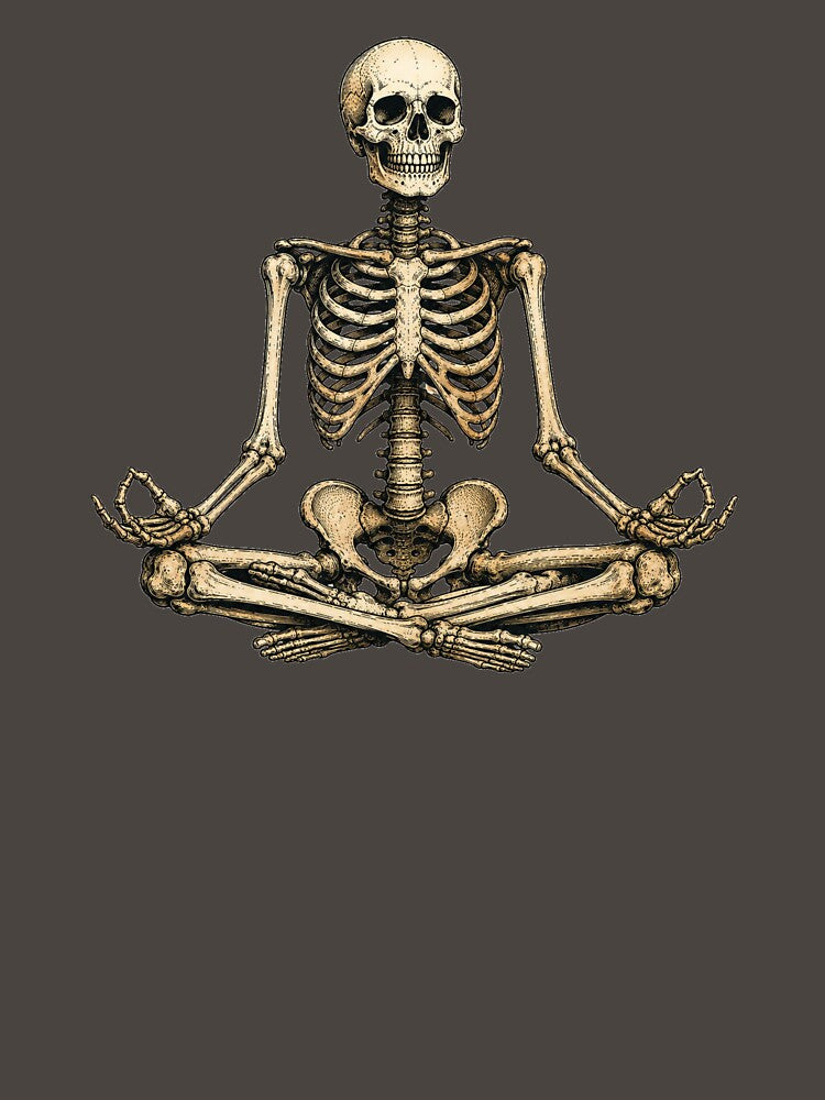 Meditating Skeleton | Vintage Halloween Art | Retro Zen Skeleton Illustration by Rewind Society