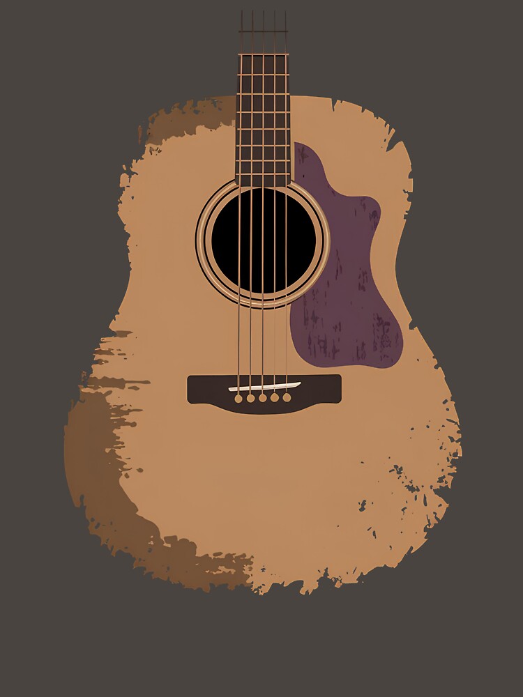 Funny Retro Vintage Distressed Acoustic Guitar Music by REDDLINE