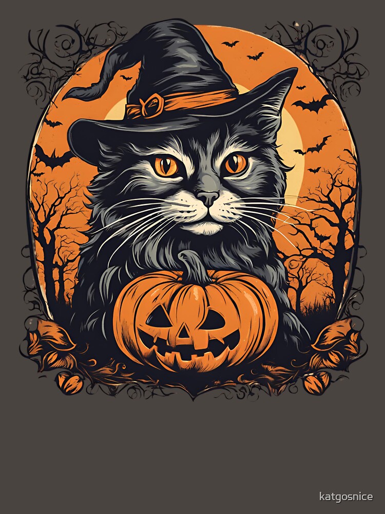 vintage halloween cat by katgosnice