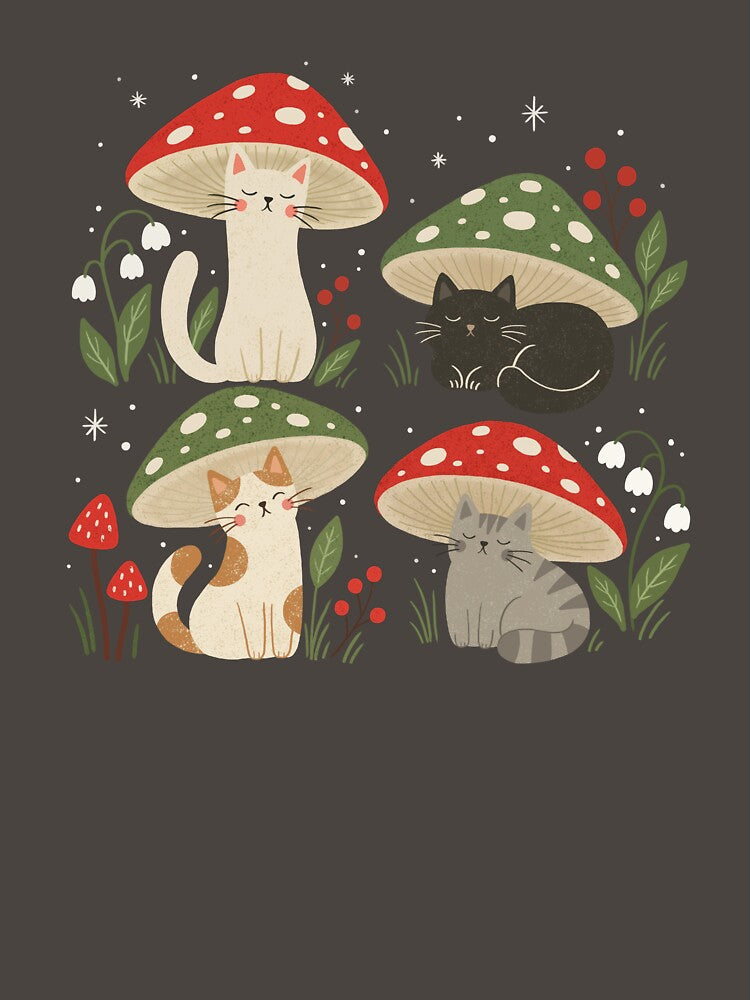 Cute Autumn Mushroom Cats by OHBOY! Handmade