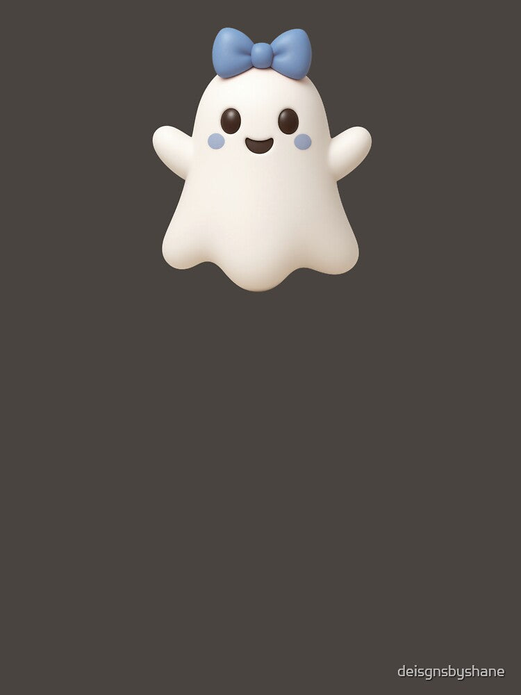 Happy Little Ghost With Blue Bow by deisgnsbyshane