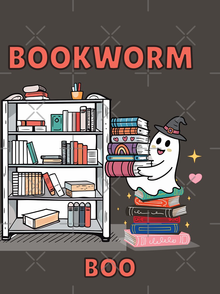 Bookworm Boo Cute Ghost Book Lover Halloween Reading T-Shirt by jananinaveen