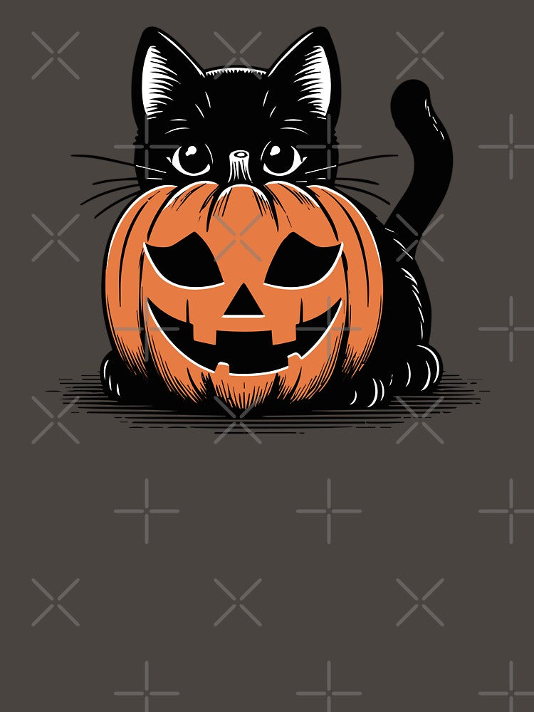 Black Cat hiding behind a jack-o-lantern by ArtFactoryAI