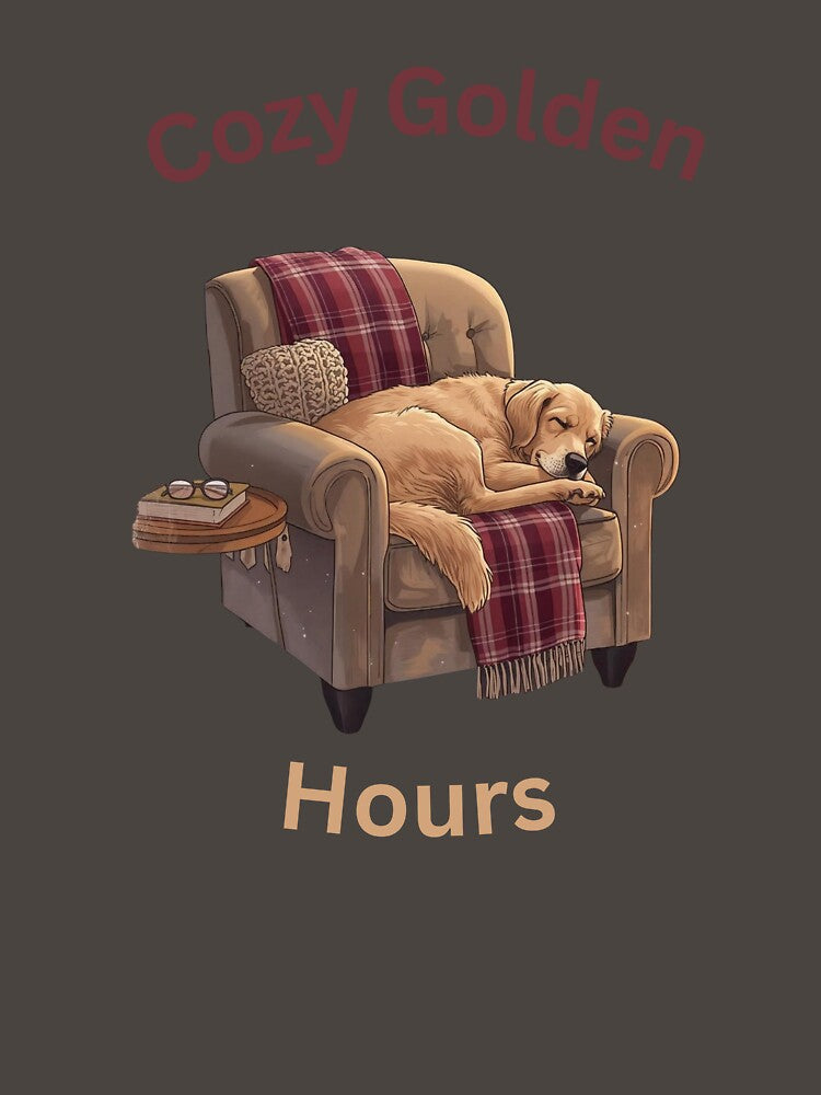 Cozy Golden Retriever Winter Reading - Hygge Dog Art - Gift for Book Lover by Shikamarunm