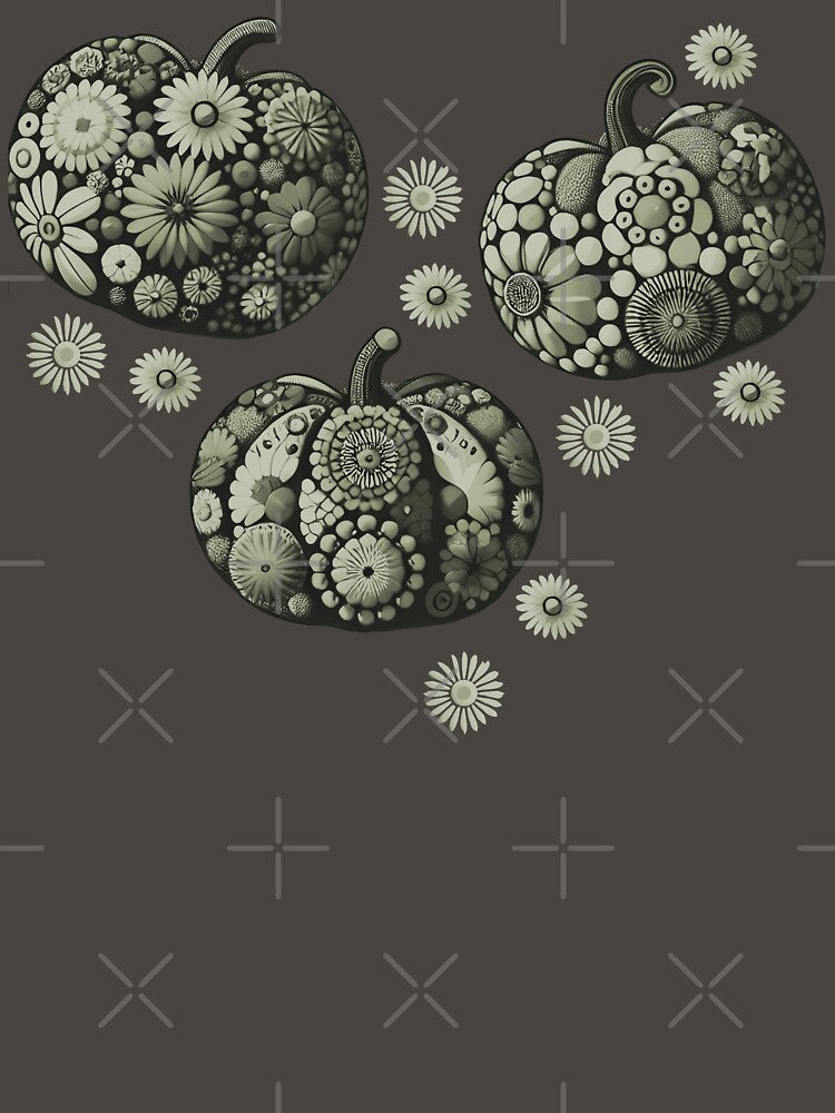 Floral Pumpkins Sage Green by SilverPegasus