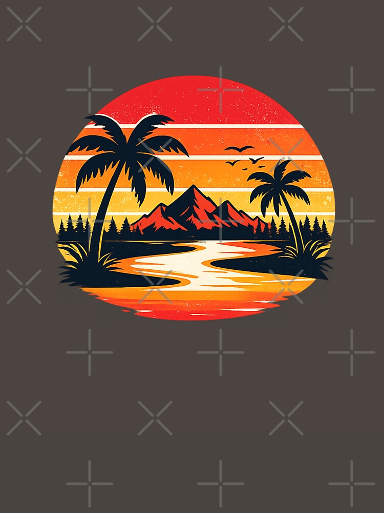 Retro Sunset Stripe Design – Vintage 80s Aesthetic Sun Graphic | Minimalist Retro Summer Sticker by Emoji Emblems