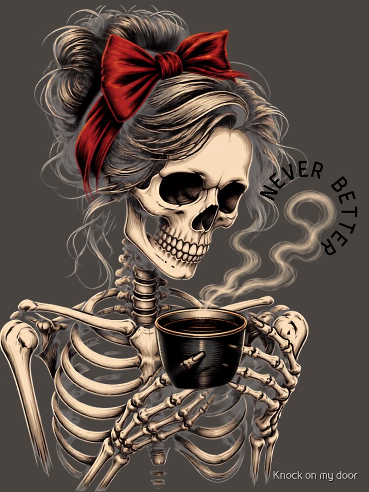 A funny graphic about coffee or for Halloween. by Knock on my door