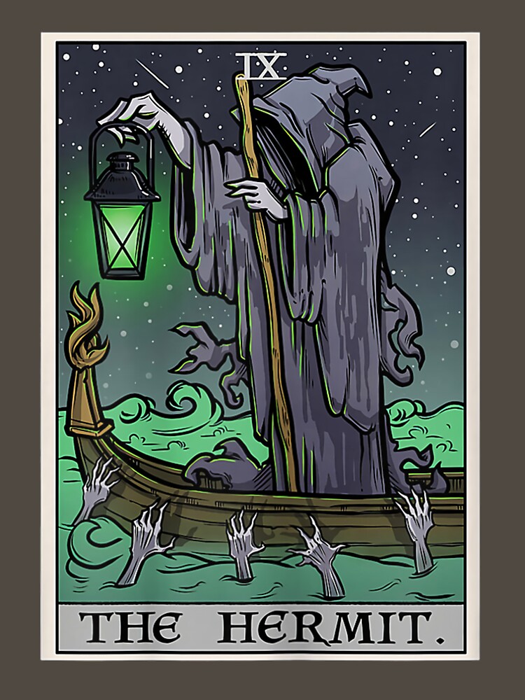 The Hermit Tarot Card Gothic Halloween Grim Reaper Goth T-Shirt by Vireander31