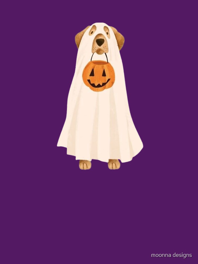 Ghost Dog Holding Pumpkin by moonna designs
