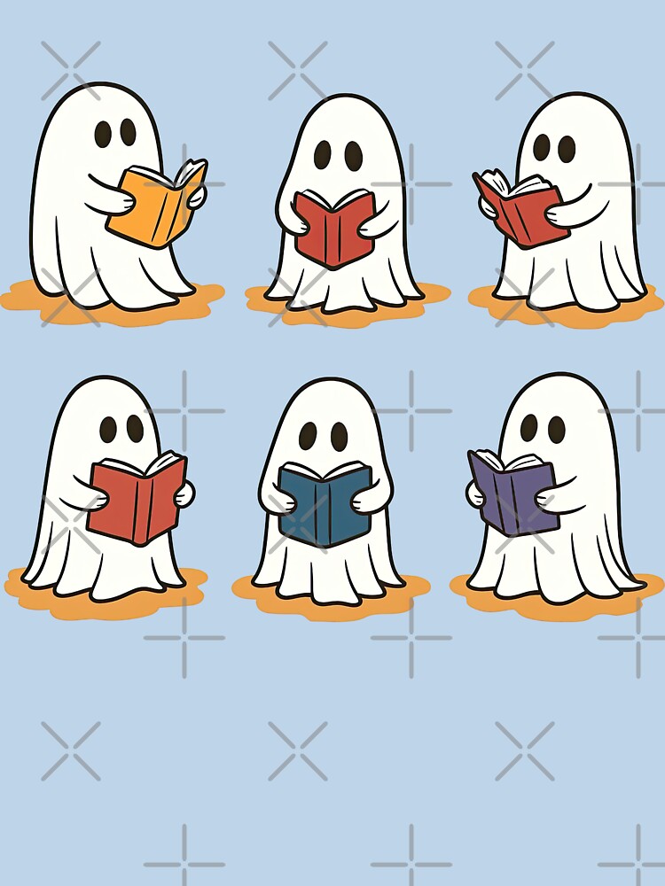 Adorable Ghosts Reading Books Illustration by ArtfulWeave