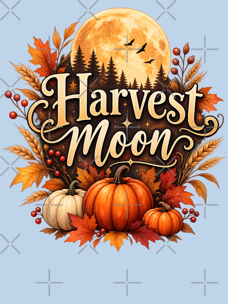 Harvest Moon – Autumn Pumpkin & Fall Foliage by blankTeeShirt