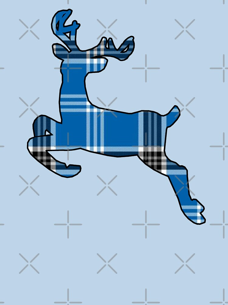 Blue Flannel Leaping Reindeer by janraydesigns