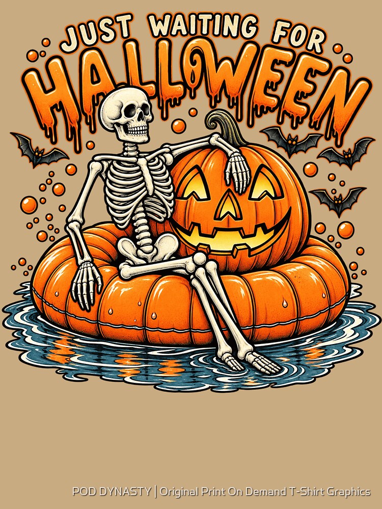 Halloween Lovers Skeleton Pumpkin Pool Float by POD DYNASTY | Original Print On Demand T-Shirt Graphics