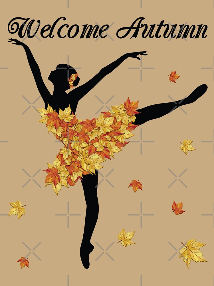 Welcome Autumn Elegant Ballet Dancer Silhouette Fall Leaves by dass-art