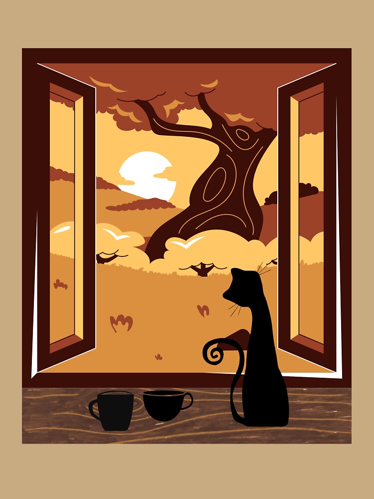 The Quite Autumn Through My Cat's Eyes Next To My Warm Coffee by StickItToo