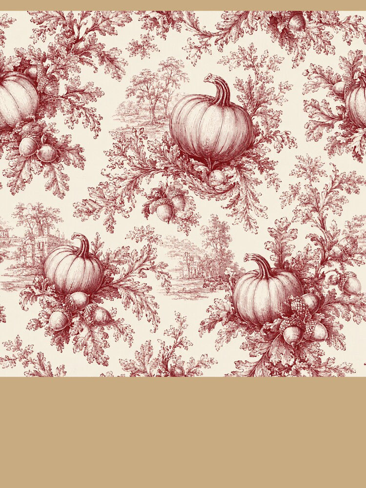 Pumpkin Toile Fall Burgundy French Country by Yellowriversss
