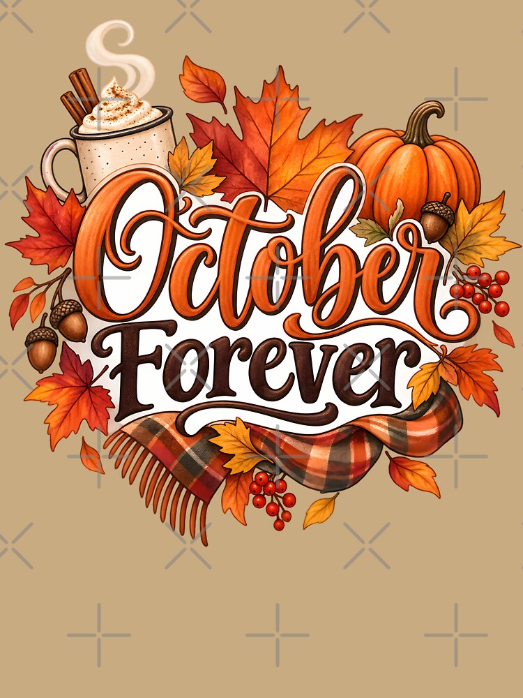 October Forever – Cozy Autumn Pumpkin & Fall Leaves by blankTeeShirt