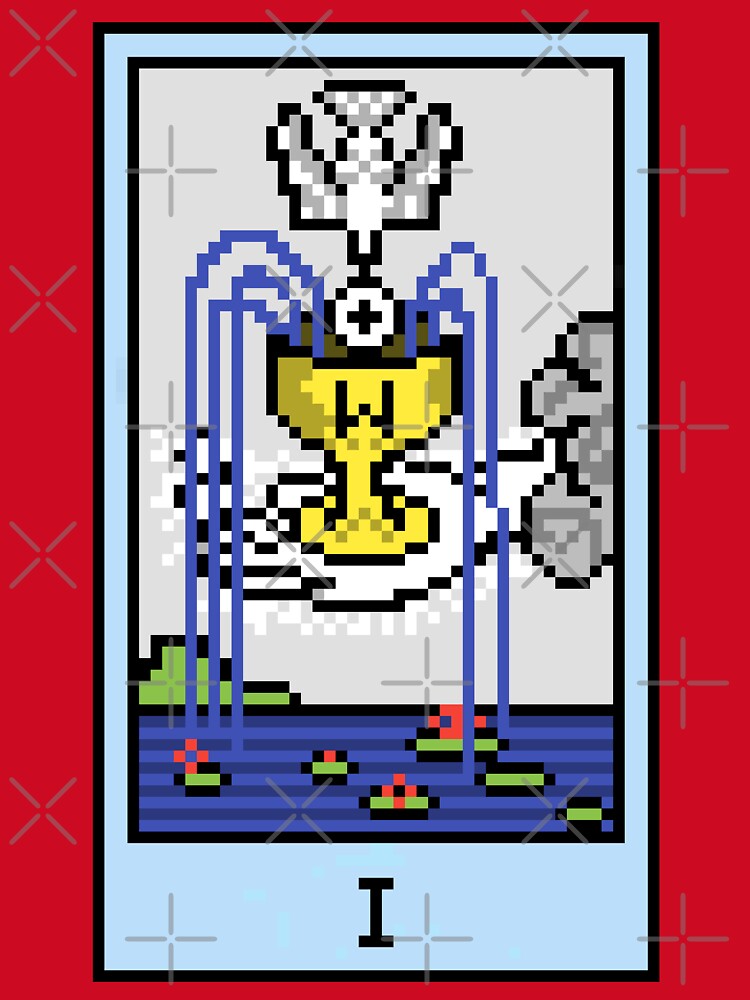 Wait, is this pixel art tarot? Pink - Minor Arcana 'Ace of Cups' (Design for T-shirt, stickers and other accessories) by Pixel Waite