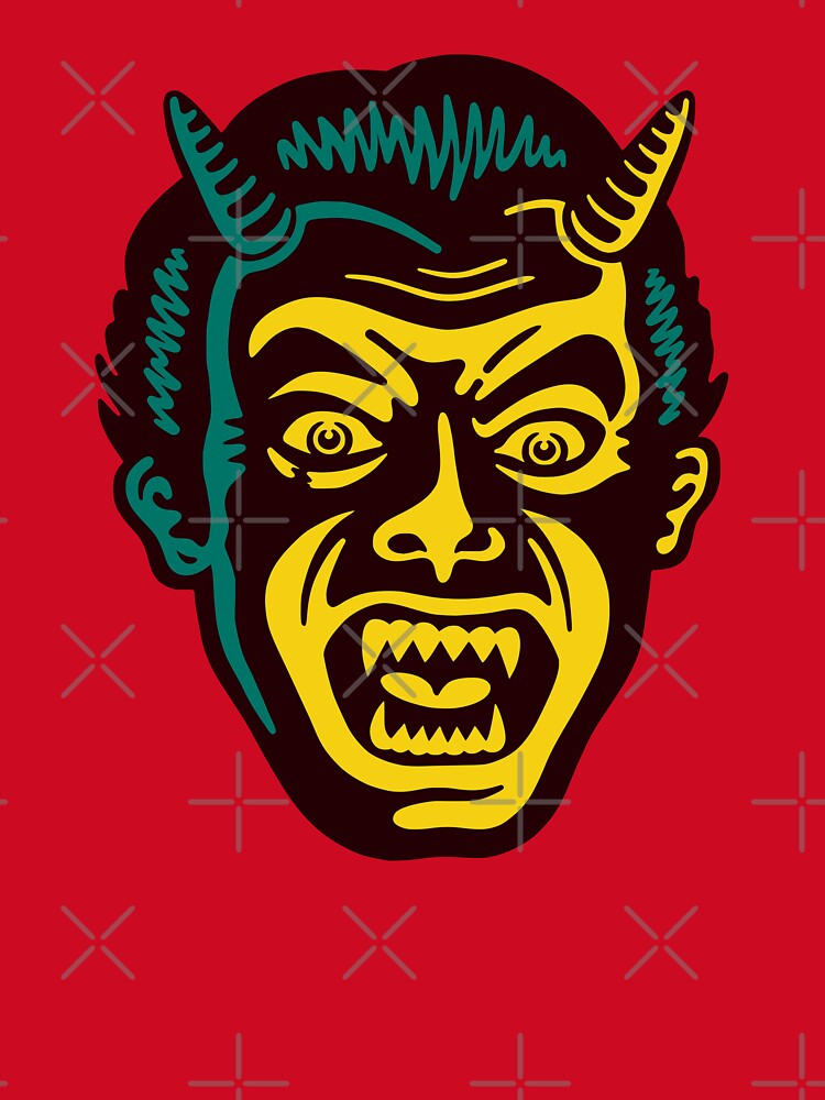 Vintage creepy, scary, horror, spooky, monster, devil face halloween by artomazo