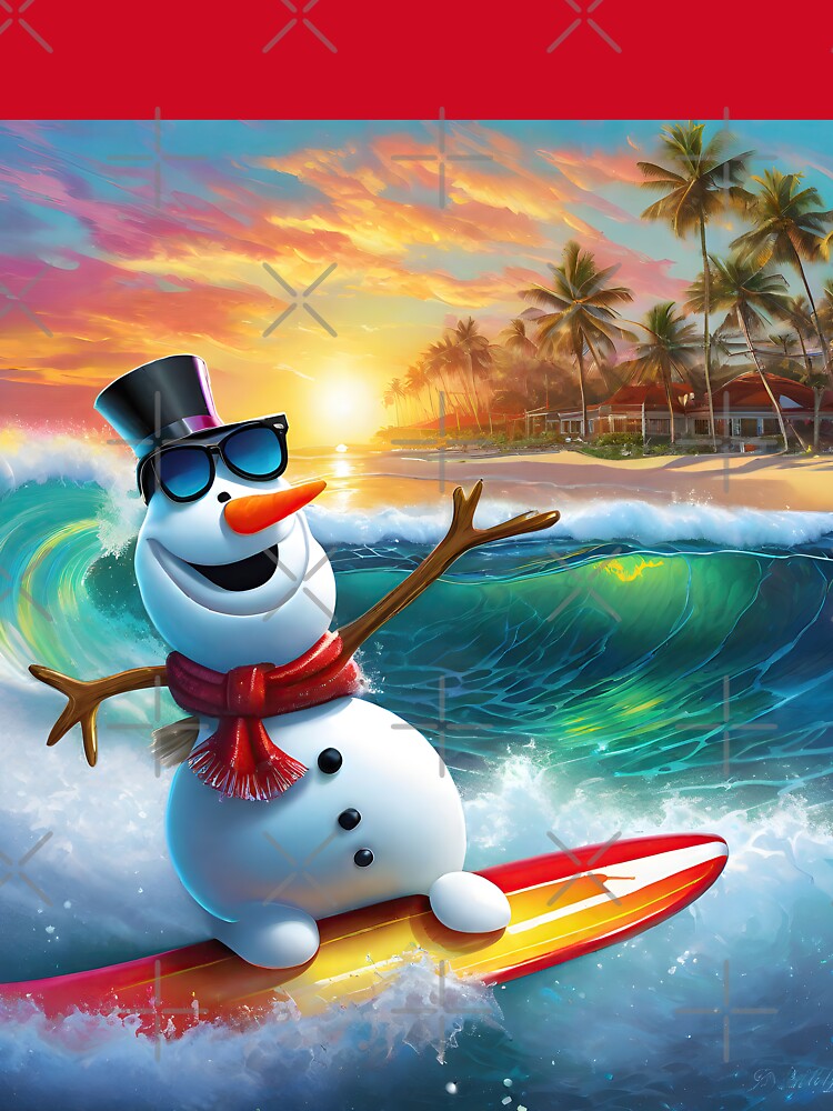Snowman Surfer #4 On Vacation -  Sunny Wave Carver by Artekinium