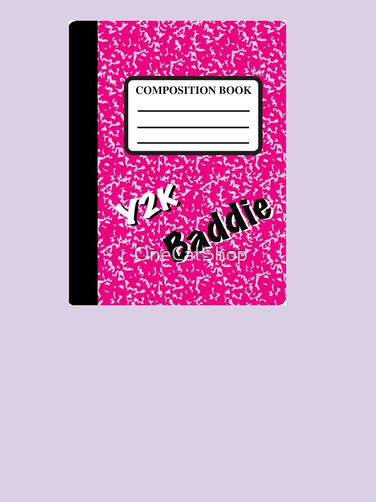 Y2K Baddie White and Pink Composition Book Sticker Year 2000 Baddie Sticker by OneCatShop