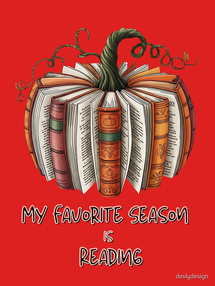 My Favorite Season is Reading – Autumn Book Pumpkin Design by deslydesign