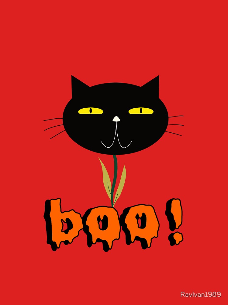 Black Cat flower Halloween boo by Ravivan