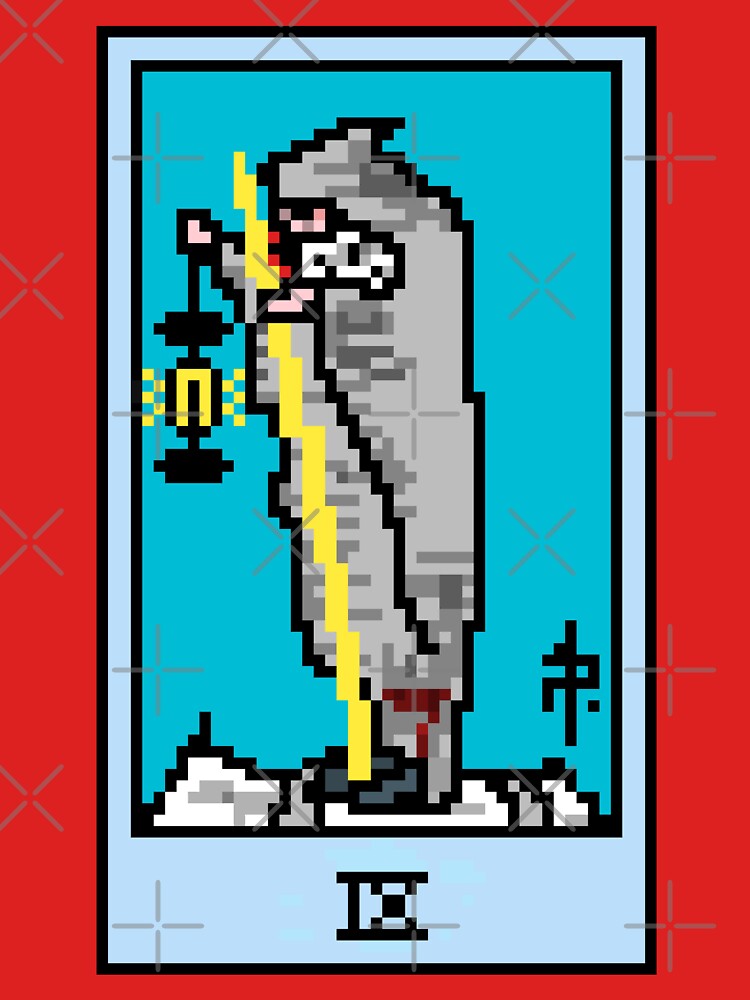 Wait, is this pixel art tarot? Pink - Major Arcana 'The Hermit' (Design for T-shirt, stickers and other accessories) by Pixel Waite
