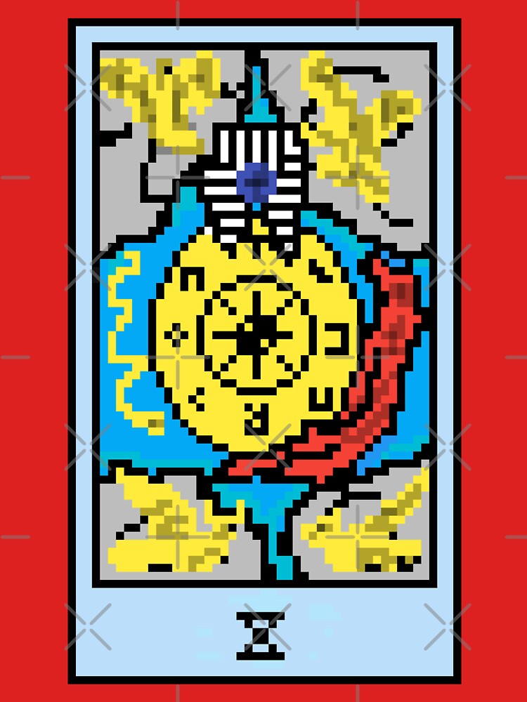 Wait, is this pixel art tarot? Pink - Major Arcana 'Wheel of Fortune' (Design for T-shirt, stickers and other accessories) by Pixel Waite