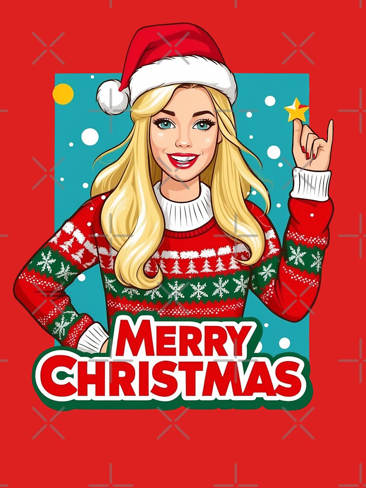 Woman with Christmas sweater by JonelleTshirts