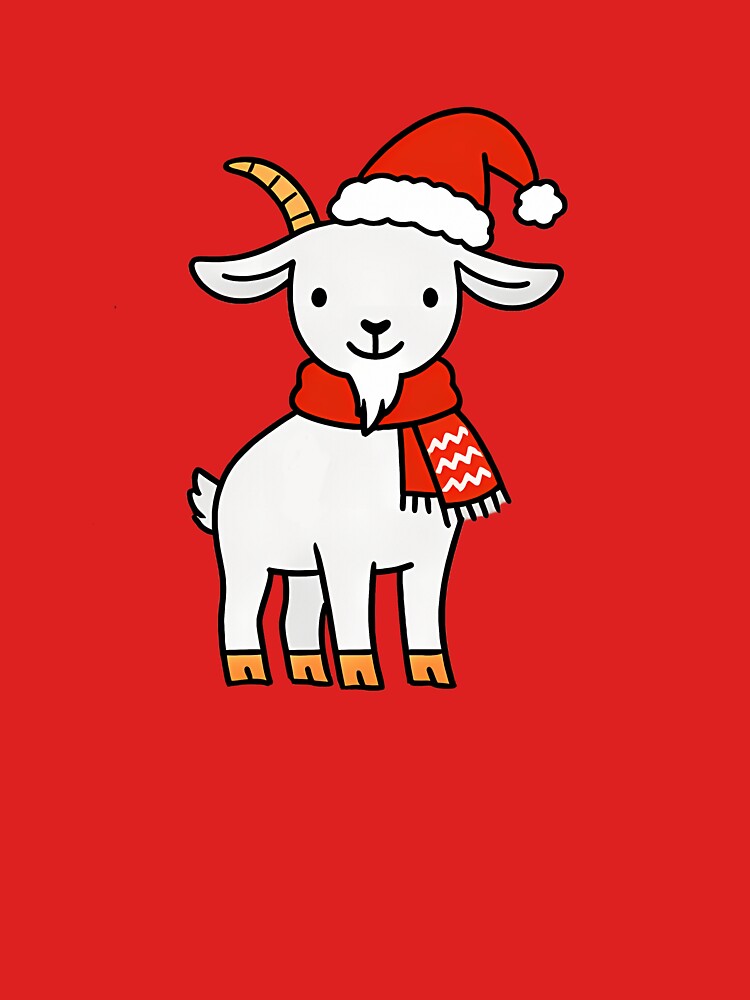 Cute Christmas Goat with Santa Hat and Scarf Illustration by aleano2026