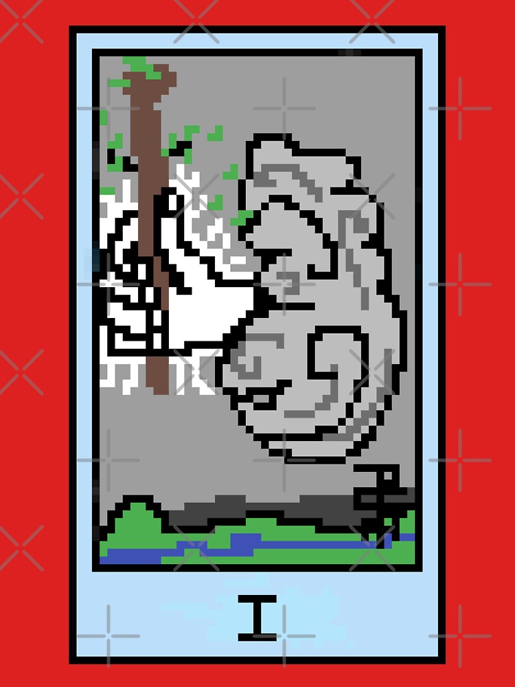 Wait, is this pixel art tarot? Pink - Minor Arcana 'Ace of Wands' (Design for T-shirt, stickers and other accessories) by Pixel Waite