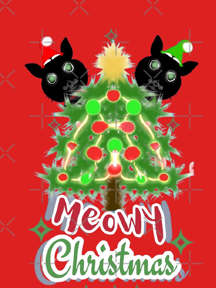 Meowy Christmas Cat Tree – Cute Black Cats Santa Hat Holiday Design by HopeAndHustle