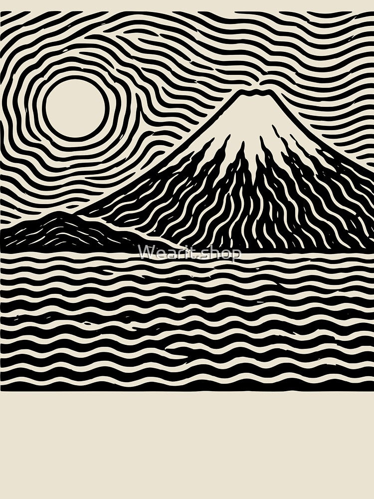 Minimalist Mountain Wave Line Art T-Shirt by Wearit.shop