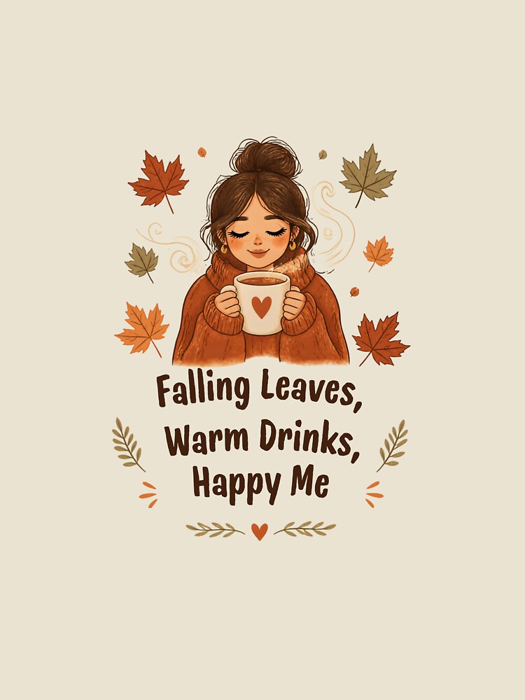 Falling Leaves Warm Drinks Happy Me by SewLovelyThings