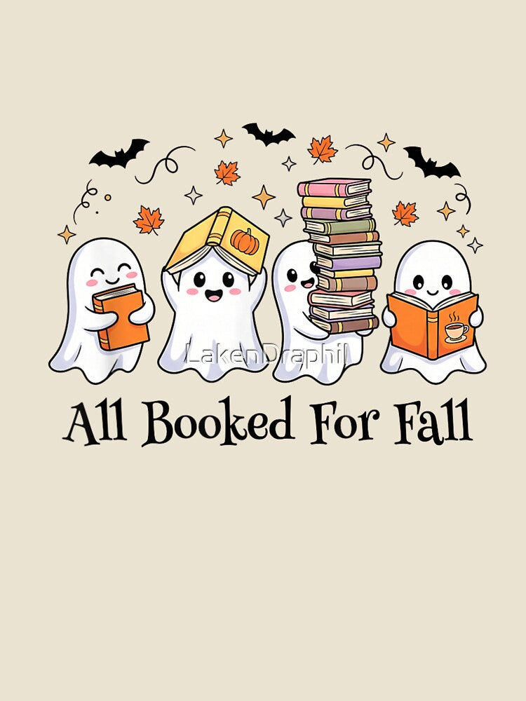 Cute Ghost Reading Books All Booked For Fall Cozy Autumn Library by LakenDraphil