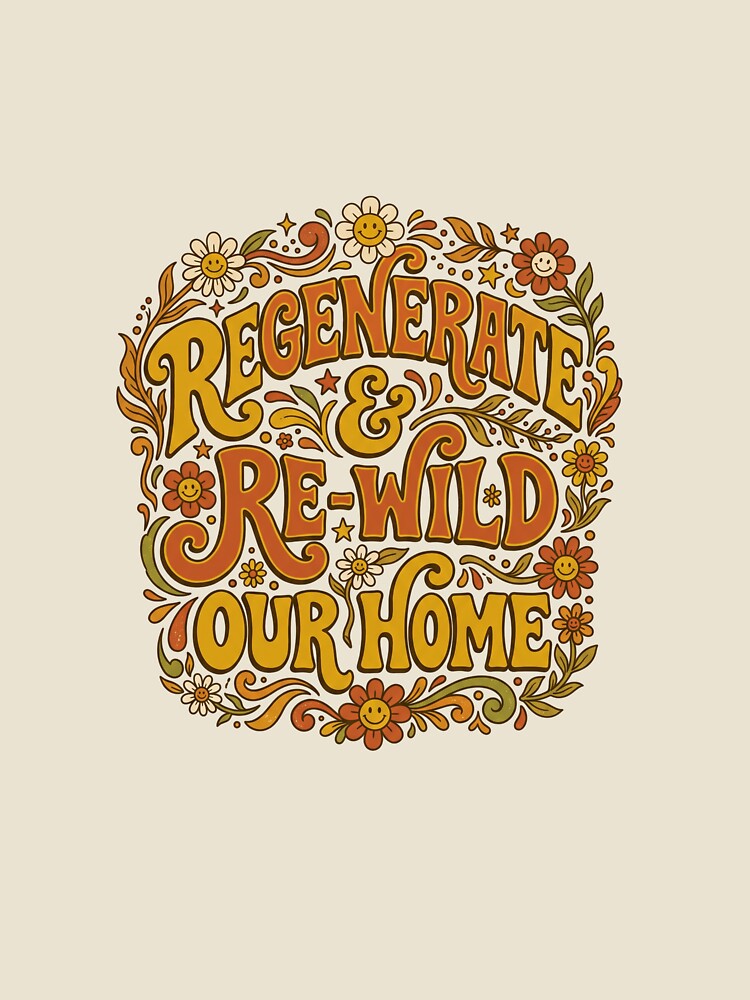 Vintage 70s Re Wild Our Home Earth Regeneration Eco Activism by PictoVibe
