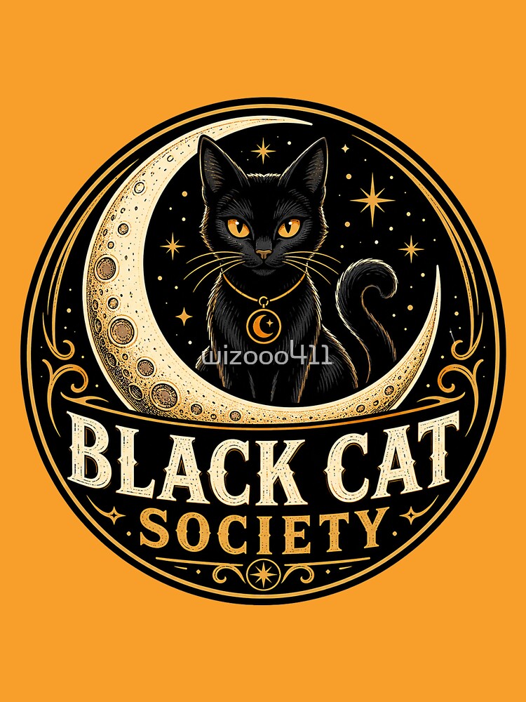 Black Cat Society Halloween Badge Vector by wizooo411