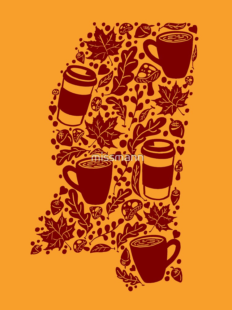 Autumn Season Mississippi Maroon silhouette With Yellow Background by missmann