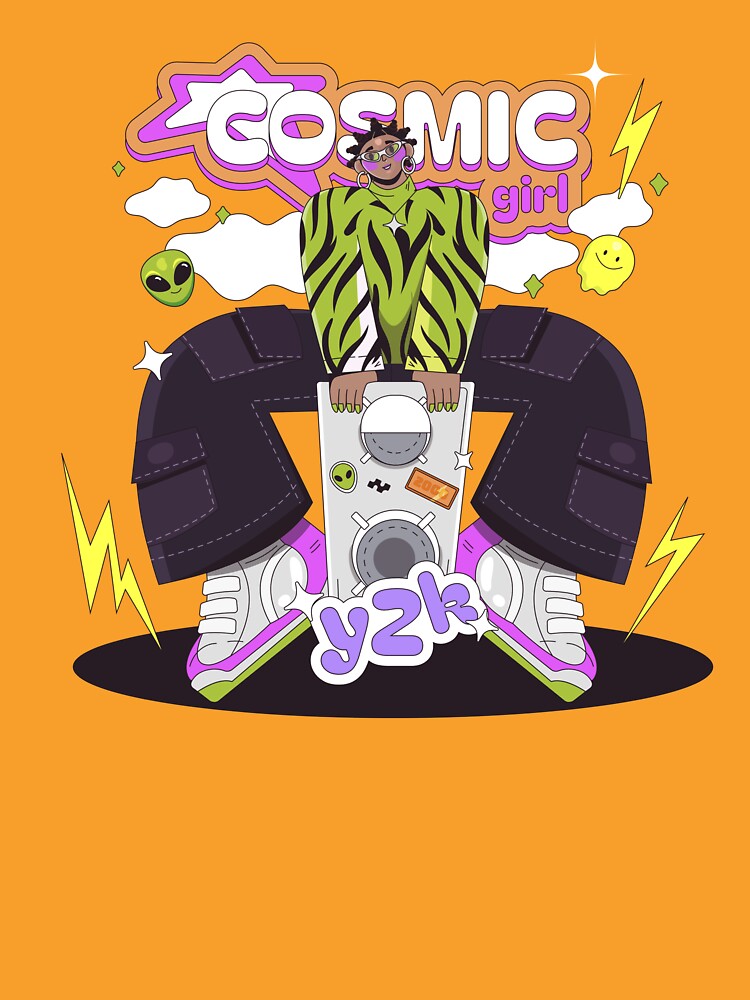 Cosmic Girl Y2K Retro Boombox Alien Fashion Illustration Urban Art by DERA RAY