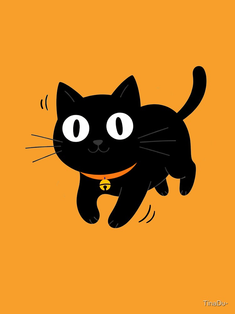 Cute Black Cat Halloween Cartoon | Funny Spooky Kitty Design by TinaDu-