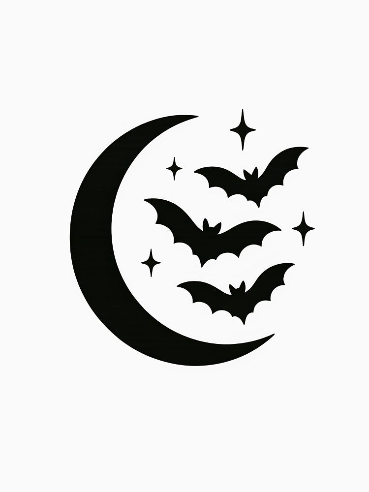 Crescent Moon & Bats by Signal and Ink