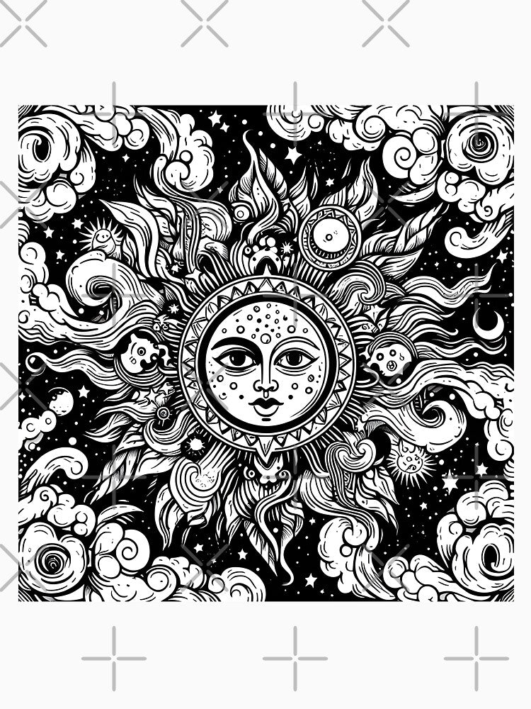 Sun, Moon, and Galaxy black white design  : from EgyApe Artists! by egyape ⭐⭐⭐⭐⭐