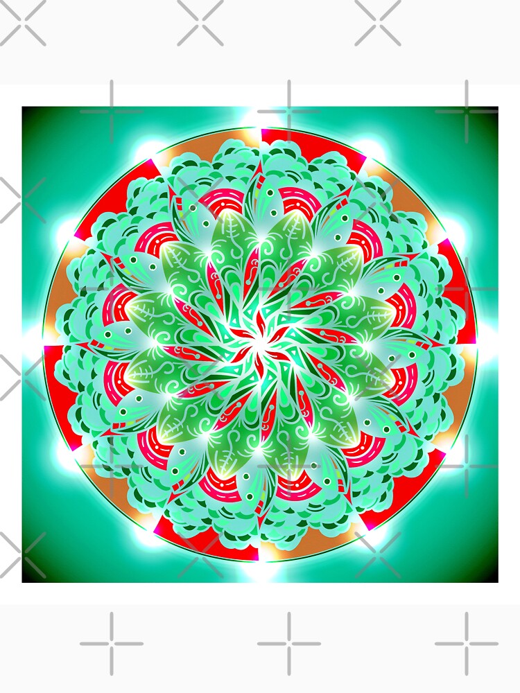 Mandala green fish by angeldecuir